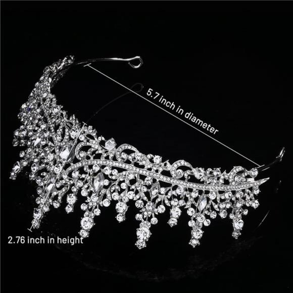 Silver Wedding Bridal Tiara Crown Headpieces Crystal Rhinestone Diamond Bling main image 4